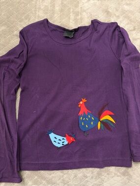 1990s Anna Sui Vintage NYC ANTIQUE BOUTIQUE Size Med Purple With Felt Appliqué